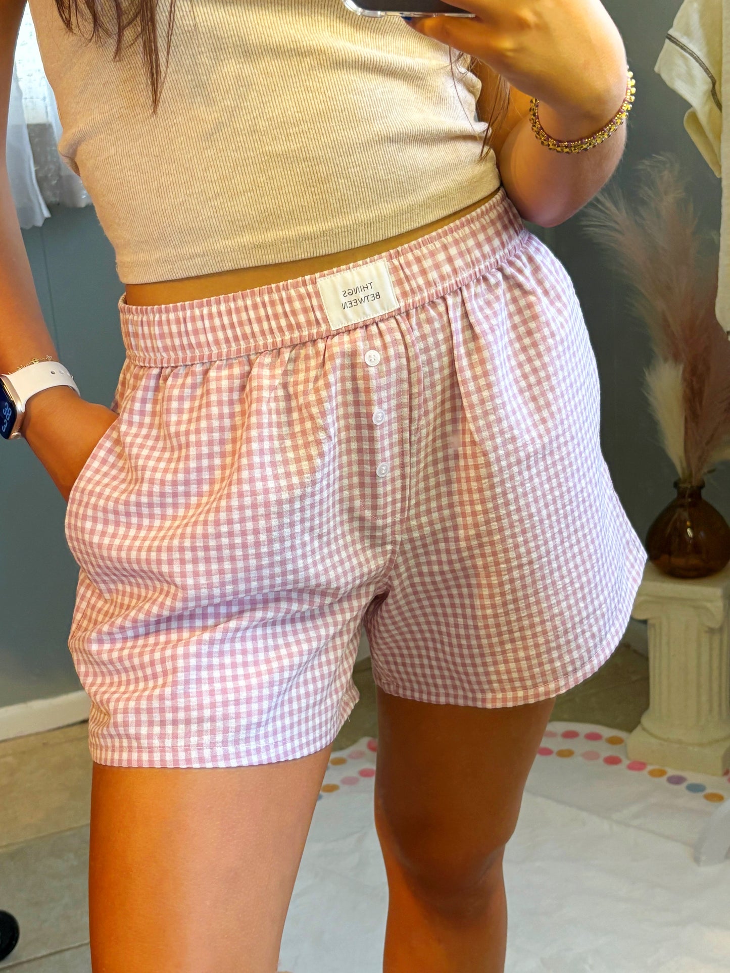 Pink Gingham Boxer Shorts